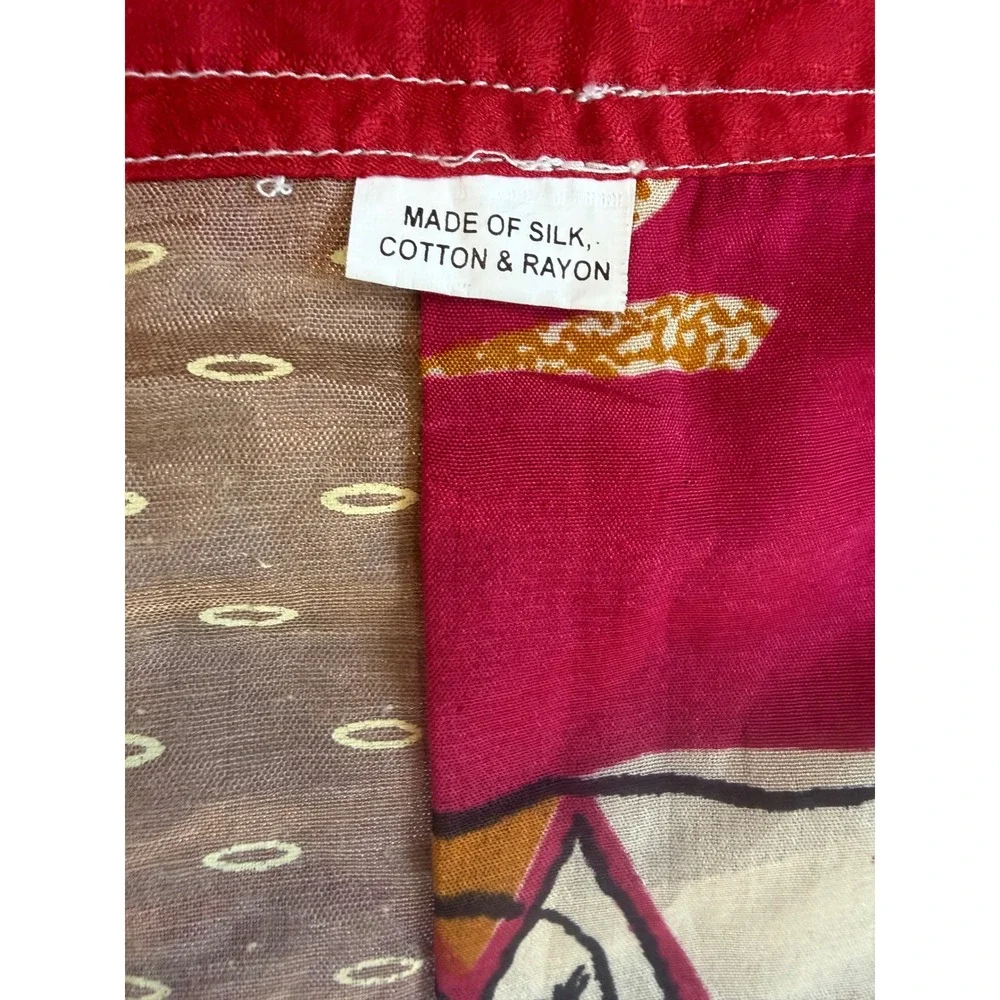 Reversible Silk Blend Patchwork Wrap Maxi Skirt Recycled Sari Boho NEW